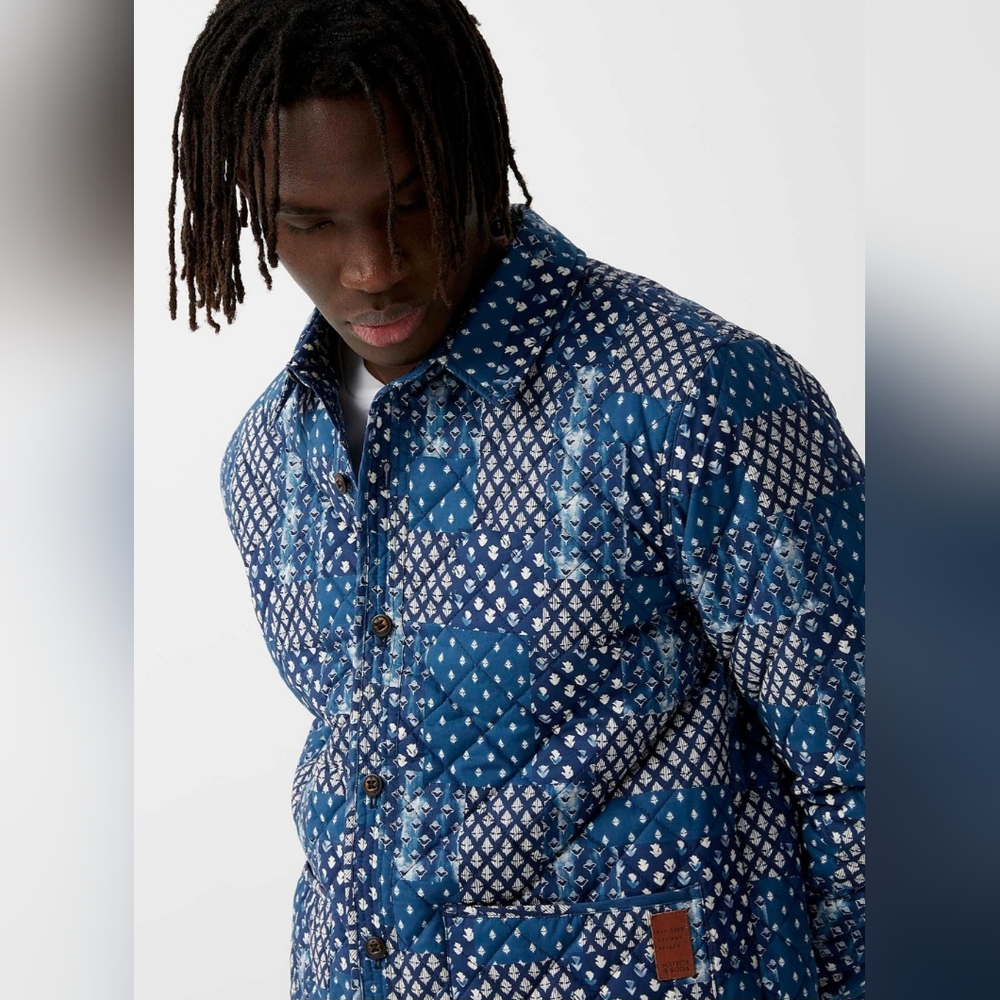 Scotch & Soda Printed QuiltedOvershirt in Blue for Men size small - Picture 2 of 11